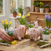 Artikel Dekofigur-Set Schweinchen mit Tierfreunden 9,3cm×7,5/8,5cm 2St
