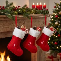 Artikel Adventskalender zum Befüllen Stiefel Filz Rot Weiß 155cm