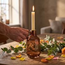 Artikel Kerzenständer Glas Stabkerze Braun Glas Deko H22cm