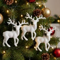 Artikel Hirsch Deko in Weiß Weihnachtsanhänger H13,5cm 3St