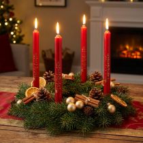 Artikel Weihnachtskerzen Stabkerzen Weihnachten Rot 25cm 4St