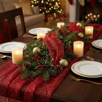 Artikel Dekostoff Weihnachten Polyester Rot x 2 sortiert 35x200cm