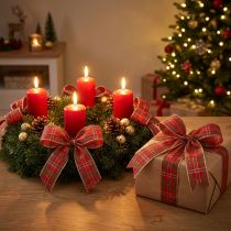 Artikel Weihnachtsband kariert Rot Grün Gold Karoband 25mm 20m