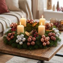Artikel Mini Weihnachtskugeln Silber Apricot Draht Ø25mm 140 St