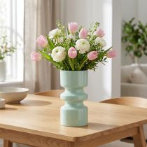 Artikel Blumenvase Metall in Mint Grün Emaille Ø9cm H17,5cm