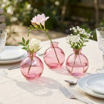 Artikel Glasvasen Bauchig Rosa Retro Minivasen Ø7,5cm H9cm 6 St