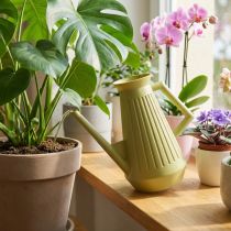 Artikel Zimmergießkanne Olivgrün Retro Blumenkanne 24,5cm 1,8L Design Gießkanne Kunststoff Pflanzenbewässerung