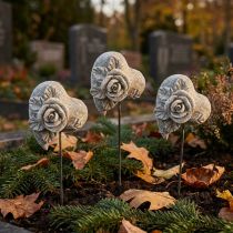 Artikel Grabstecker Herz Gedenkstecker Rose Steinguss 5,5cm 6 St