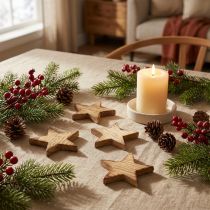 Artikel Streudeko Weihnachten Sterne geflammt Holzsterne 5,5cm 12 St