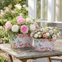 Artikel Pflanztopf Rosen, Dekogefäß, Blumenwanne 21,5cm / 18,5cm 2er-Set