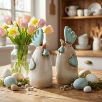 Artikel Keramik Hahn Küche Deko Huhn Weiß Blau Braun H14,5cm 2 St