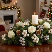 Artikel Mini Weihnachtskugeln Creme Grau Glas Spiegelbeeren Ø25mm 140 St
