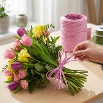 Artikel Raffia-Multicolor Geschenkband Rosa-Pink, Floristenbedarf, Zierband L200m