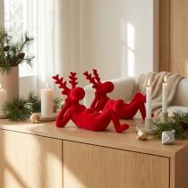 Artikel Dekofigur Rentier rot liegend modernes Design 24cm 2St