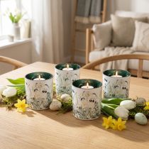 Artikel Deko Windlicht Glasmotiv Blätterdesign für stilvolle Wohnakzente 8cm 4St