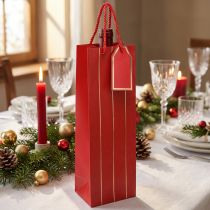 Artikel Geschenktüte Flaschentasche Papier Rot Gold 9×12×36cm 1 St