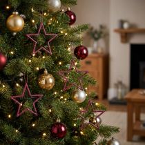 Artikel Weihnachtsdeko Glitzer-Sterne zum Hängen in Berry Glitter, 40er Set, 7,5cm - Festliche Anhänger für Tannenbaum und Fenster