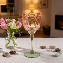 Artikel Teelichthalter Tulpe Glas Vintage Stil Romantische Wohnraumdekoration 20cm