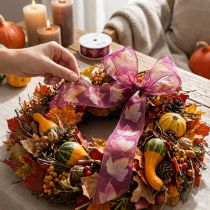 Artikel Geschenkband Ahornblätter Lila Band Herbst 40mm 15m