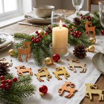 Artikel Streudeko Weihnachten Holz Hirsch Natur 4×3cm 72 St