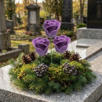 Artikel Kunstrosen Violett Wachsrosen Deko Rosen Wachs Ø6cm 18 St