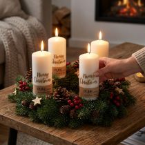 Artikel Stumpenkerzen Weihnachten 4er-Set Weiß Gold 60x130 mm - Festliche Deko PURE Natural Wachs