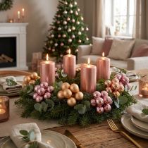 Artikel Spiegelbeeren Weihnachten Glas Apricot Rosa Ø25mm 140 St