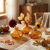 Artikel Mini Glasvasen Bauchig Flach in Orange Ø9cm 6 St