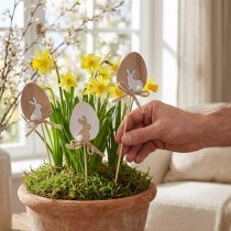 Artikel Blumenstecker Osterdeko Holz Ei mit Hase Natur 5×7cm 12 St