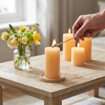 Artikel Durchgefärbte Kerzen Apricot Hell Stumpen 50×100mm 4 St