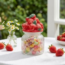 Artikel Bonboniere Glas mit Deckel Erdbeeren Keksglas Ø11cm H18cm