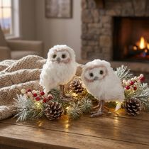 Artikel Winterdeko Deko Eulen Figuren zum Stellen Weiß 15cm 2St