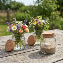 Artikel Glas Deko mit Korken Vintage Klar Natur Ø7cm H8cm 6 St