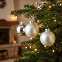 Artikel Weihnachtskugel Glas Ø6cm Silber Mix 24 St