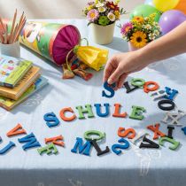 Artikel Tischdeko Einschulung, Streudeko Einschulung, Holzbuchstaben bunt 2,5cm 26 St
