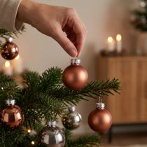 Artikel Mini Weihnachtskugeln Silber Apricot Glas Ø3cm 22 St