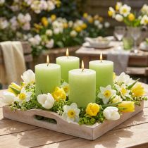 Artikel Stumpenkerzen durchgefärbt Lime Grün 70×80mm 4er Set - Stimmungsvolle Deko &amp; Licht