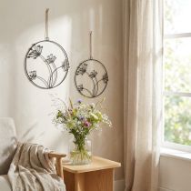Artikel Dekoring Metall Schwarz Hängedeko Blumen Ø23cm 2er-Set Sommer Wanddeko