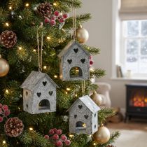 Artikel Weihnachtsanhänger Metall Haus Shabby Chic H9,5cm 3 St