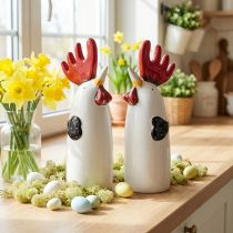 Artikel Keramik Hahn Küche Deko Huhn Weiß H23cm 2 St