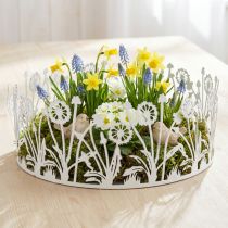 Artikel Dekotablett mit Pusteblumen, Metalldeko für den Frühling Weiß, Silbern Shabby Chic Ø25cm H10,5cm