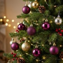 Artikel Mini Weihnachtskugeln Lila Kunststoff Ø3cm H3,5cm 14 St