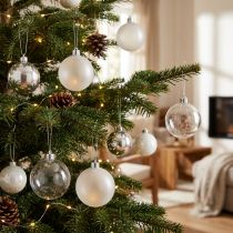 Artikel Weihnachtskugeln Kunststoff Klar Milchig Ø70mm 18St