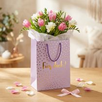 Artikel Geschenktüte mit Henkeln „Für dich!“ Papier Lila 18×10×23cm 2St