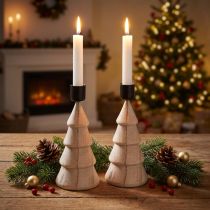 Artikel Stabkerzenhalter Holz Deko Tannenbaum Natur H16cm 2 St