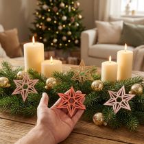 Artikel Holzsterne Weihnachtsdeko Holz Sterne Orange 8cm 16 St