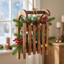Artikel Deko Schlitten Braun Winterdeko aus Holz 30x18x12cm