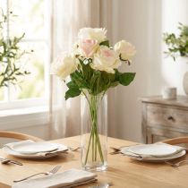 Artikel Künstliche Rosen Kunstblumenstrauß Rosen Creme Rosa Pick 54cm
