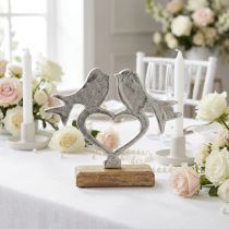 Artikel Herzdeko zum Stellen mit Vogel Deko Hochzeit 16,5×19,5cm