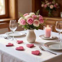 Artikel Holzherzen Deko Herzen Pink Glänzend Streudeko 4,5cm 8 St